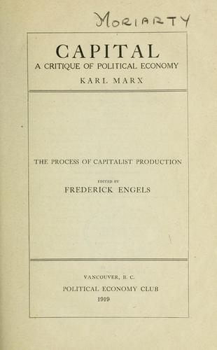 Karl Marx: Capital (1919, Political Economy Club)