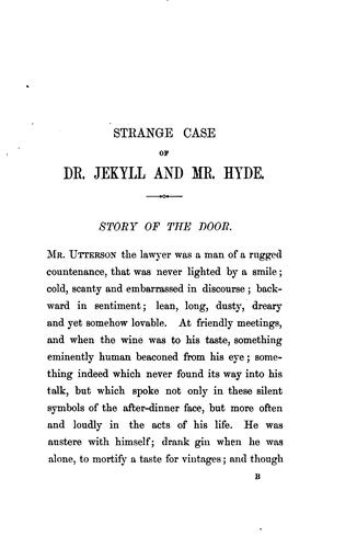 Robert Louis Stevenson: Strange case of Dr. Jekyll and Mr. Hyde. (1886, Longmans, Green)